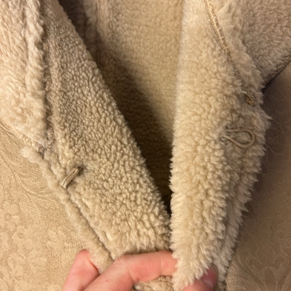 Soft Surroundings Misha long faux fur sheepskin shearling beige jacket overcoat - Picture 6 of 8